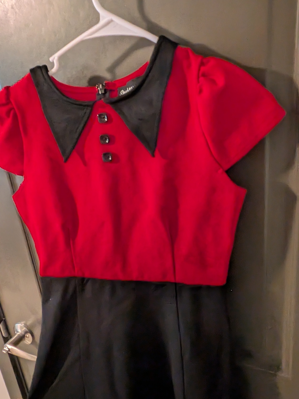 Sourpuss Red and Black Vintage-Inspired Fit & Flare Dress